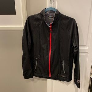 Wind river Wind Breaker Black Jacket with Pink Zipper Zippered Pocket on Back